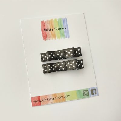 Black polka fringe clips