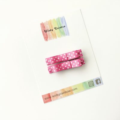 Pink polka fringe clips